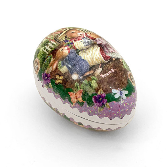 3-1/2" Purple Holly Pond Hill Bunny Garden Tea Easter Egg Container ~ Germany